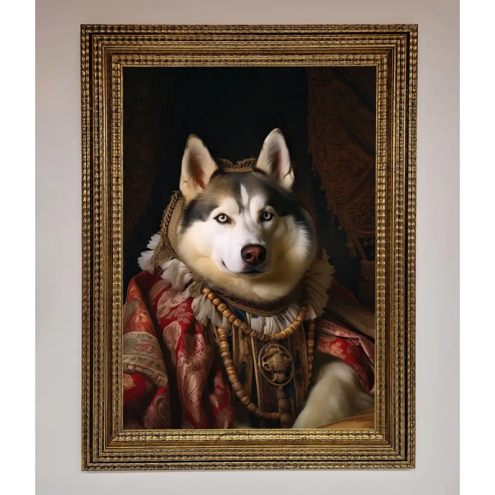 Renaissance Husky Framed Print - A3 (29.7 x 42 cm) / Ornate Gold - Framed Print