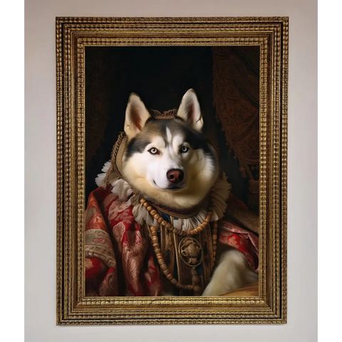 Renaissance Husky Framed Print - A3 (29.7 x 42 cm) / Ornate Gold - Framed Print