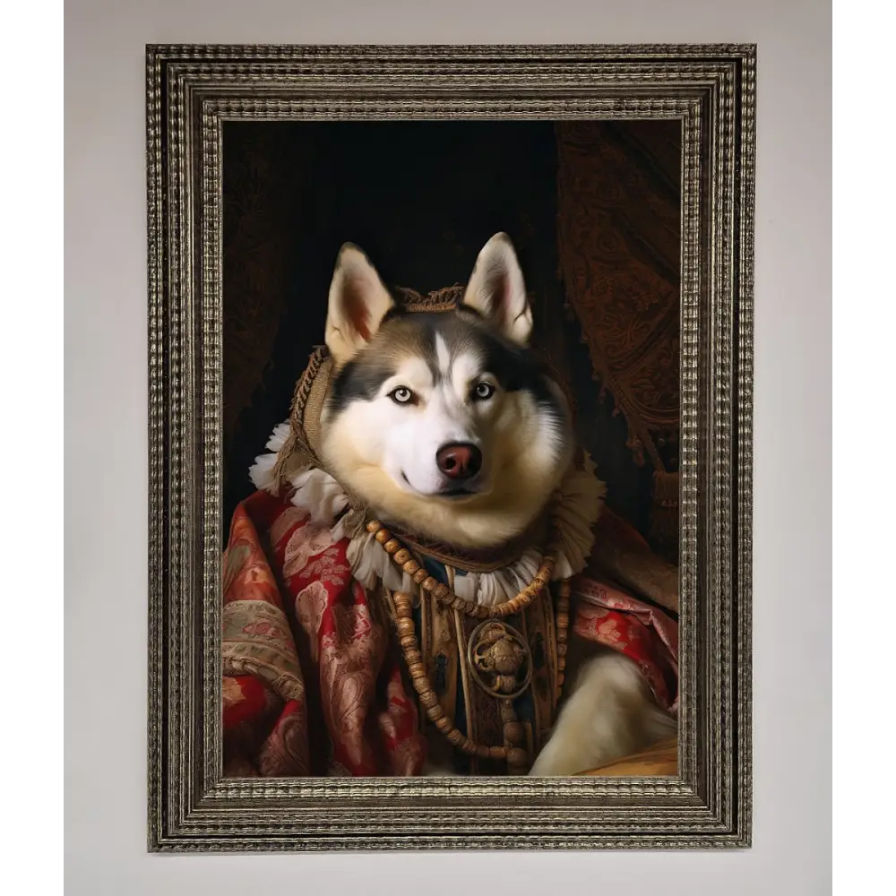 Renaissance Husky Framed Print - A3 (29.7 x 42 cm) / Ornate Silver - Framed Print