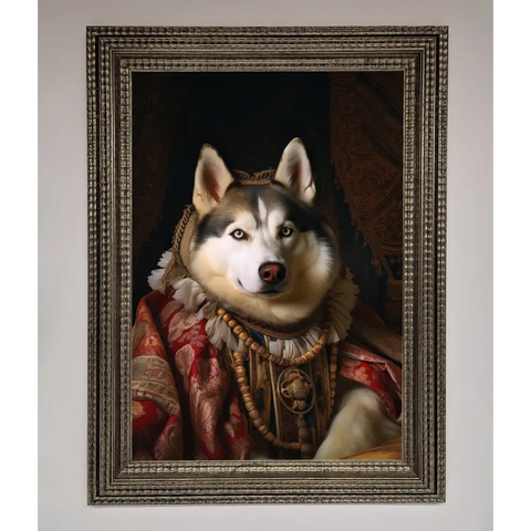 Renaissance Husky Framed Print - A3 (29.7 x 42 cm) / Ornate Silver - Framed Print