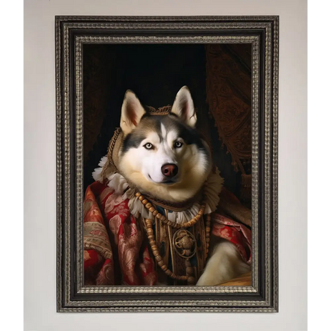 Renaissance Husky Framed Print - A3 (29.7 x 42 cm) / Ornate Silver Black - Framed Print