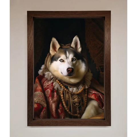 Renaissance Husky Framed Print - A3 (29.7 x 42 cm) / Walnut - Framed Print