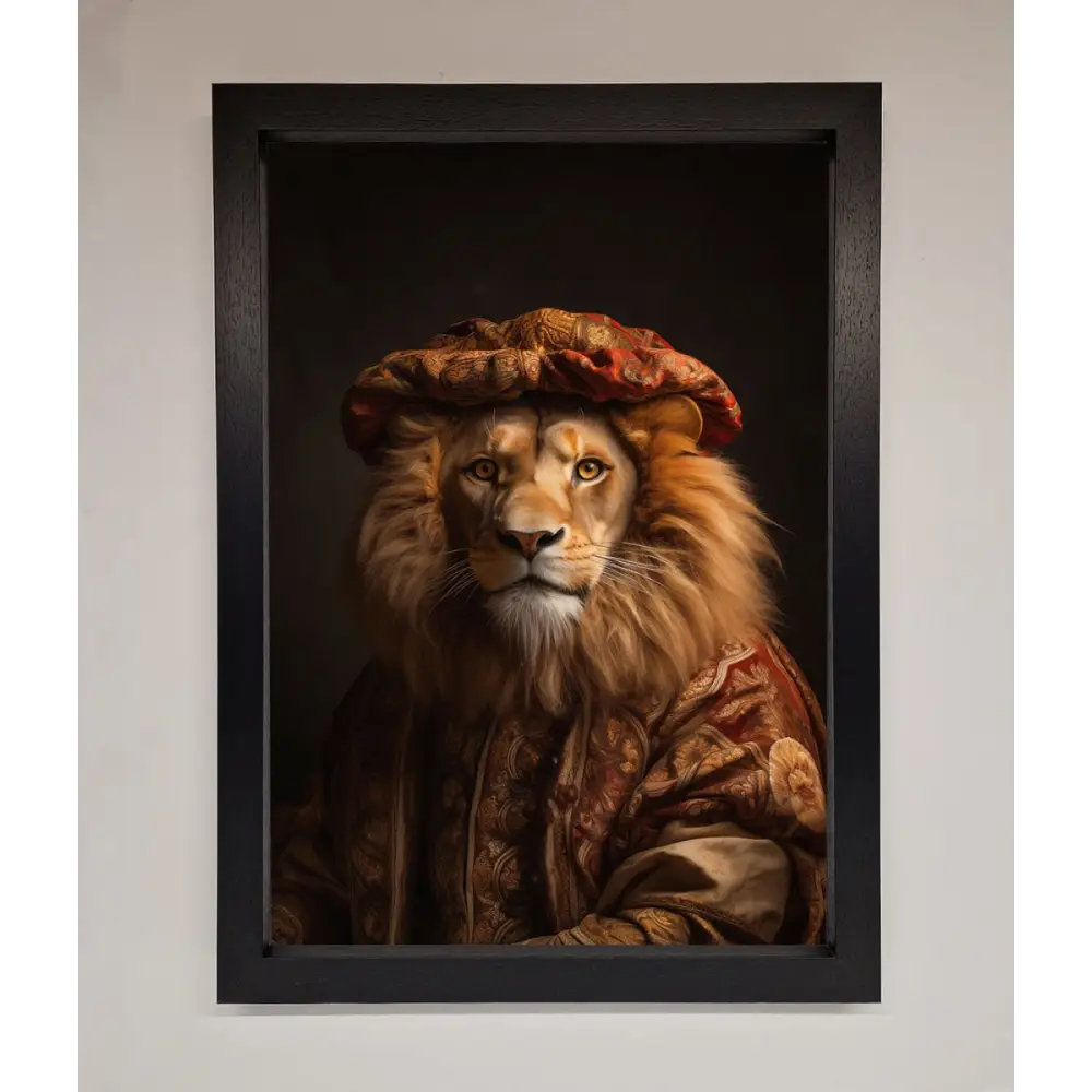 Renaissance Lion Framed Wall Art - A3 (29.7 x 42 cm) / Black - Framed Print