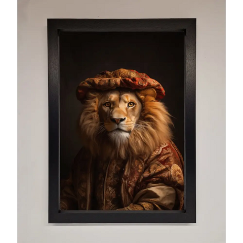 Renaissance Lion Framed Wall Art - A3 (29.7 x 42 cm) / Black - Framed Print