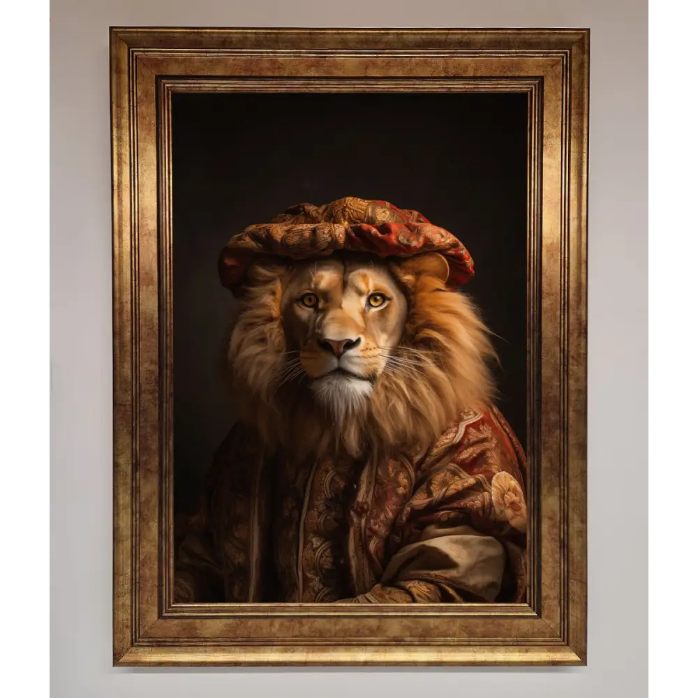 Renaissance Lion Framed Wall Art - A3 (29.7 x 42 cm) / Bronze - Framed Print