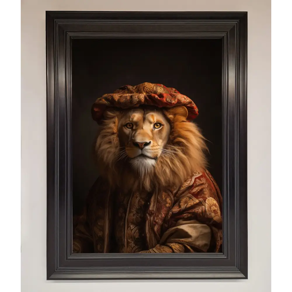 Renaissance Lion Framed Wall Art - A3 (29.7 x 42 cm) / Matt Black - Framed Print