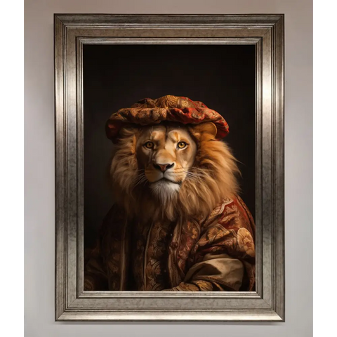 Renaissance Lion Framed Wall Art - A3 (29.7 x 42 cm) / Silver - Framed Print