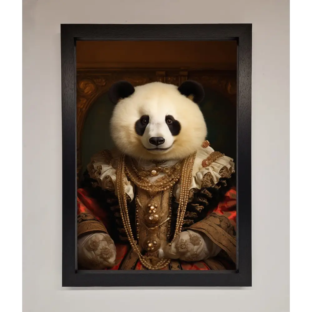 Renaissance Panda Framed Print - A3 (29.7 x 42 cm) / Black - Framed Print