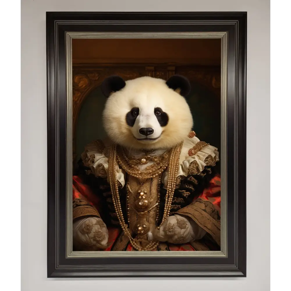 Renaissance Panda Framed Print - A3 (29.7 x 42 cm) / Black Silver - Framed Print