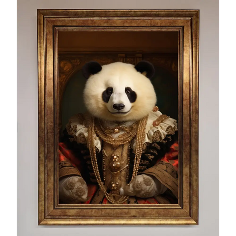 Renaissance Panda Framed Print - A3 (29.7 x 42 cm) / Bronze - Framed Print