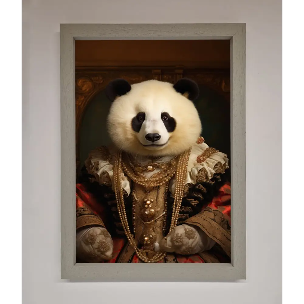 Renaissance Panda Framed Print - A3 (29.7 x 42 cm) / Grey - Framed Print
