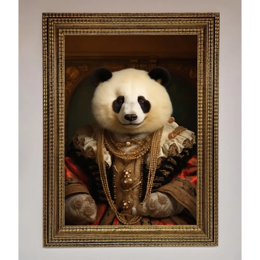 Renaissance Panda Framed Print - A3 (29.7 x 42 cm) / Ornate Gold - Framed Print
