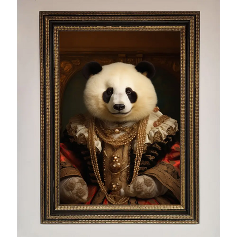 Renaissance Panda Framed Print - A3 (29.7 x 42 cm) / Ornate Gold Black - Framed Print