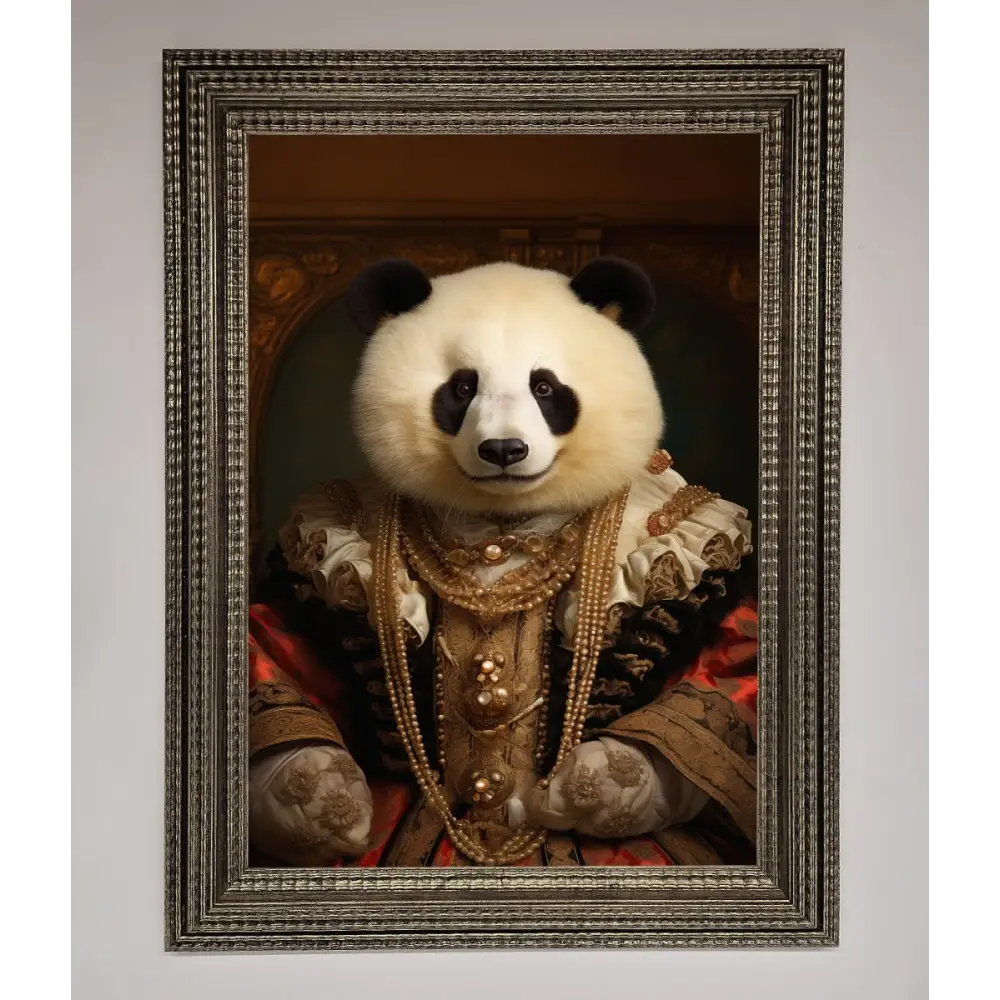 Renaissance Panda Framed Print - A3 (29.7 x 42 cm) / Ornate Silver - Framed Print