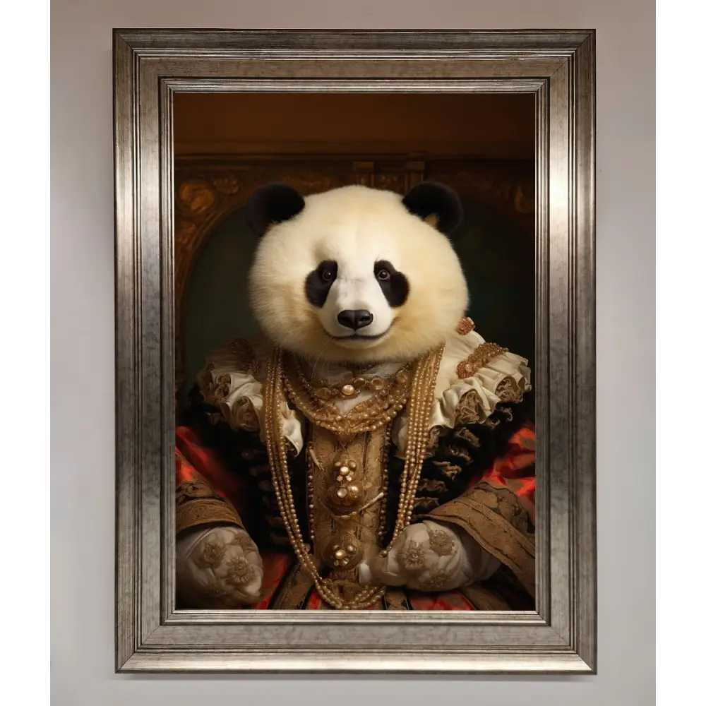 Renaissance Panda Framed Print - A3 (29.7 x 42 cm) / Silver - Framed Print