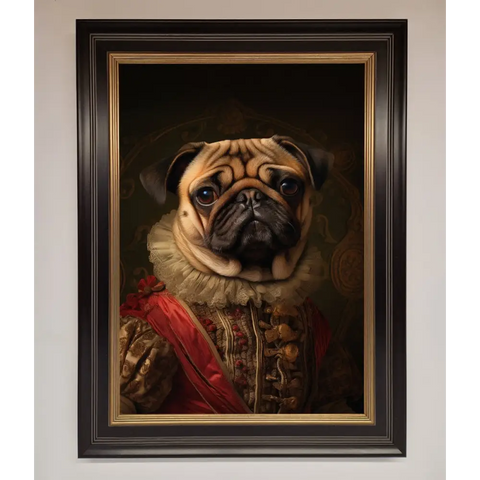 Renaissance Pugs Framed Poster - A3 (29.7 x 42 cm) / Black Gold - Framed Print