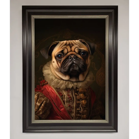 Renaissance Pugs Framed Poster - A3 (29.7 x 42 cm) / Black Silver - Framed Print