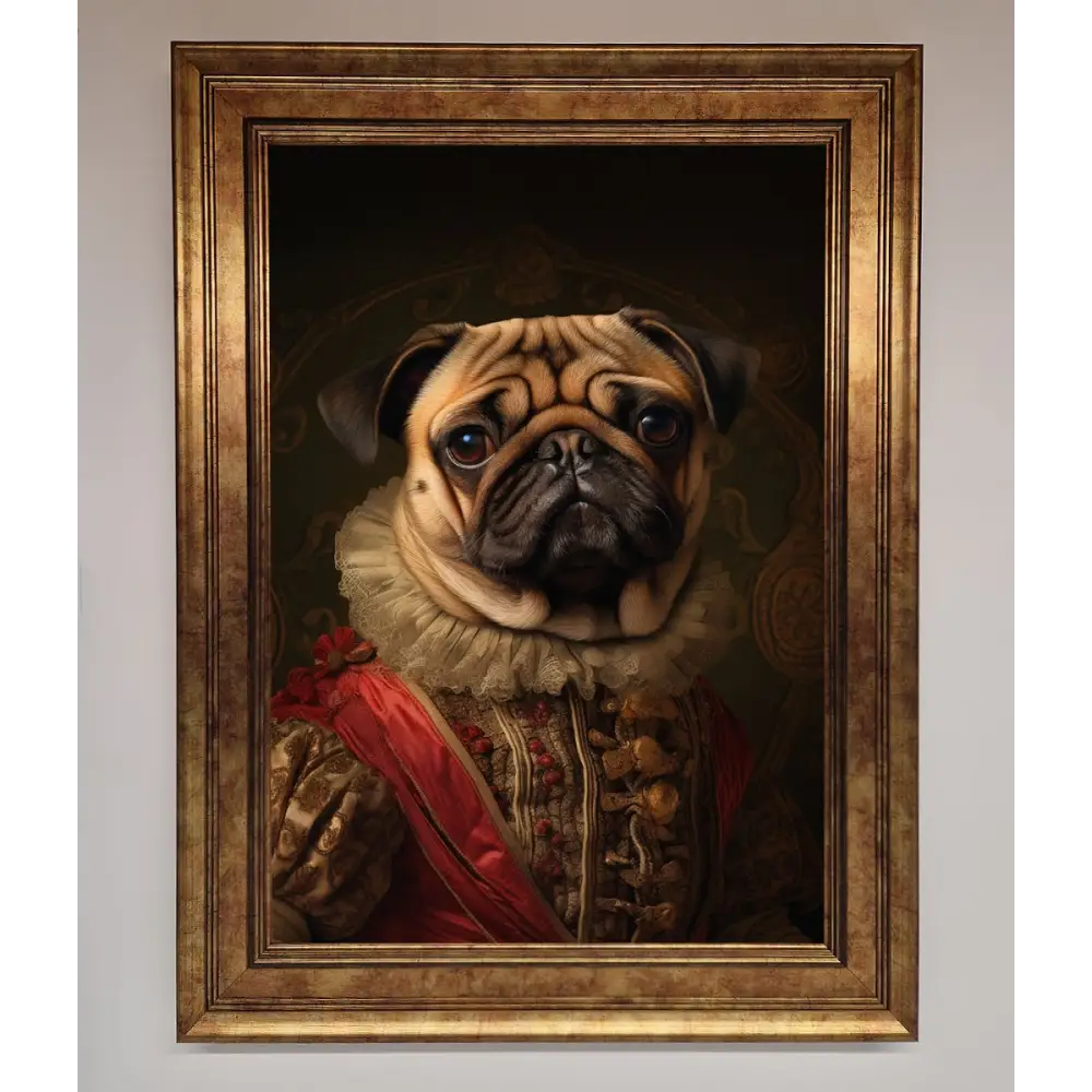 Renaissance Pugs Framed Poster - A3 (29.7 x 42 cm) / Bronze - Framed Print