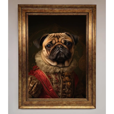 Renaissance Pugs Framed Poster - A3 (29.7 x 42 cm) / Bronze - Framed Print