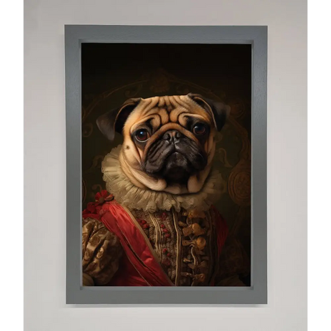 Renaissance Pugs Framed Poster - A3 (29.7 x 42 cm) / Dark Grey - Framed Print