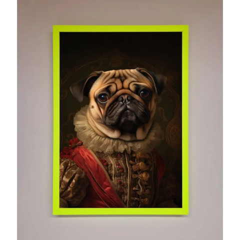 Renaissance Pugs Framed Poster - A3 (29.7 x 42 cm) / Neon Green - Framed Print