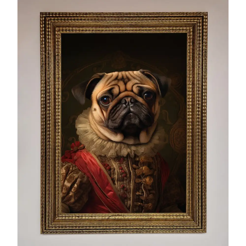 Renaissance Pugs Framed Poster - A3 (29.7 x 42 cm) / Ornate Gold - Framed Print