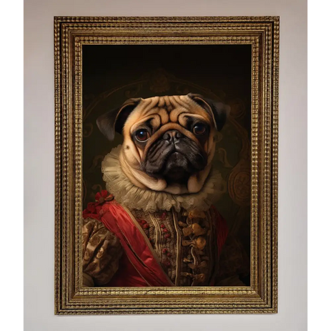 Renaissance Pugs Framed Poster - A3 (29.7 x 42 cm) / Ornate Gold - Framed Print