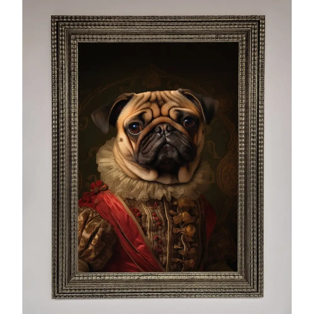 Renaissance Pugs Framed Poster - A3 (29.7 x 42 cm) / Ornate Silver - Framed Print