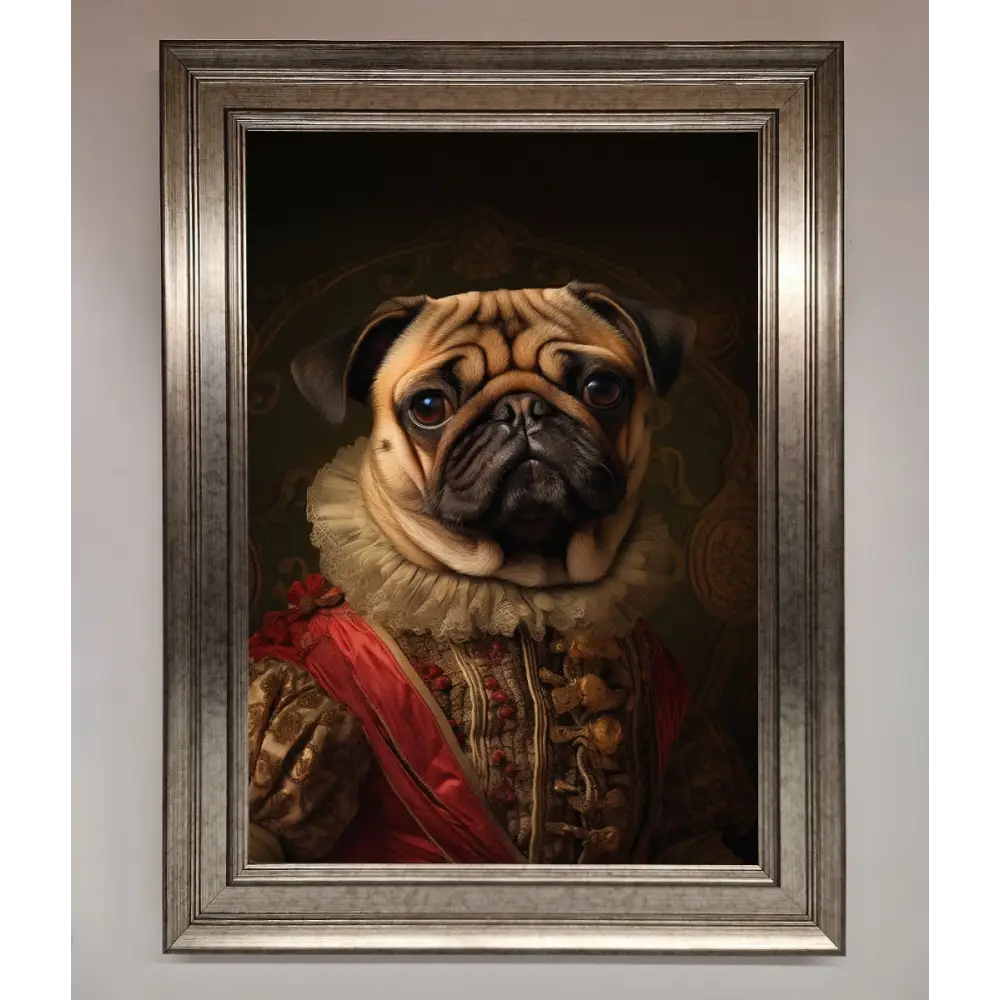Renaissance Pugs Framed Poster - A3 (29.7 x 42 cm) / Silver - Framed Print