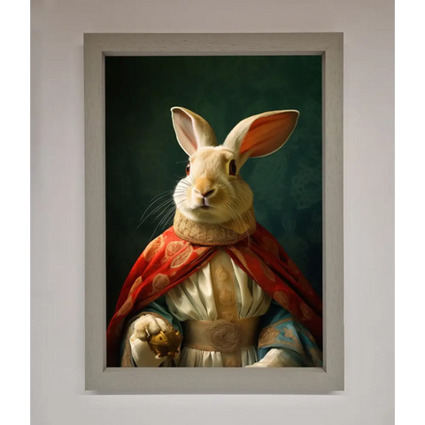 Renaissance Rabbit Framed Poster - A3 (29.7 x 42 cm) / Grey - Framed Print