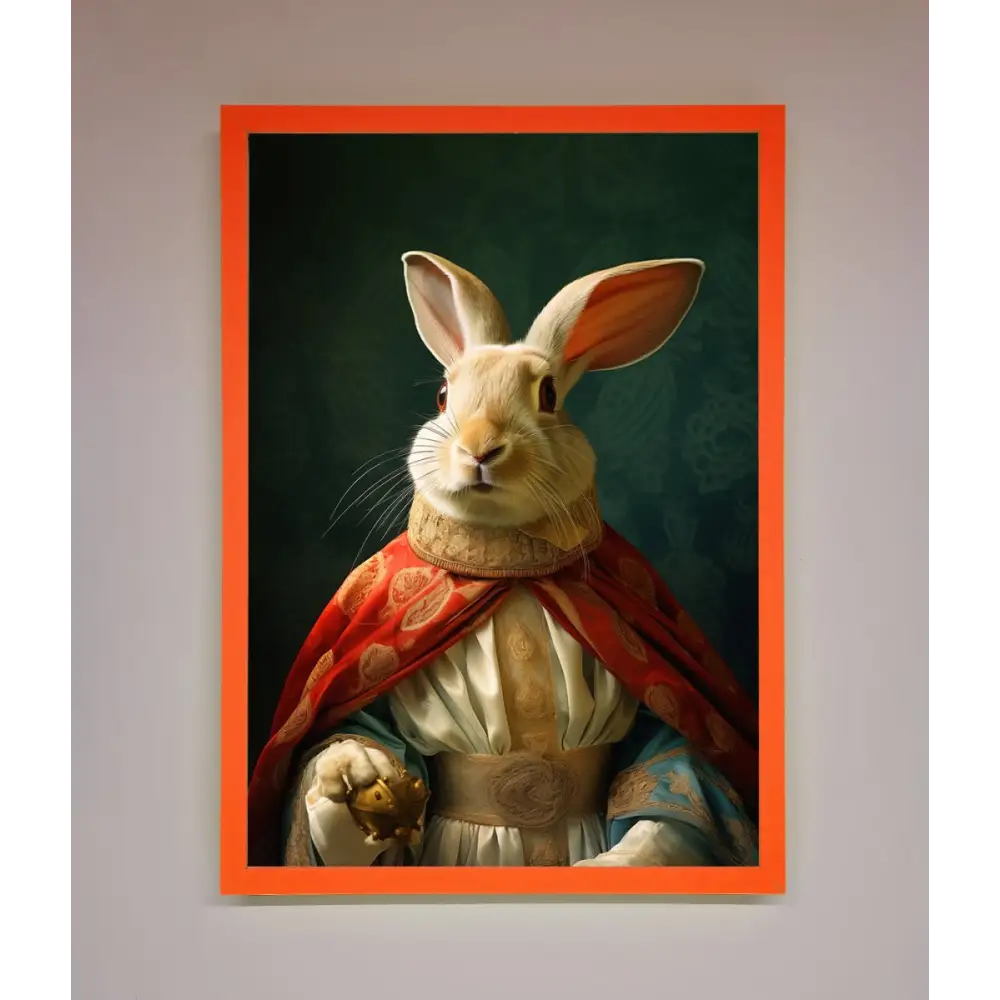 Renaissance Rabbit Framed Poster - A3 (29.7 x 42 cm) / Neon Orange - Framed Print