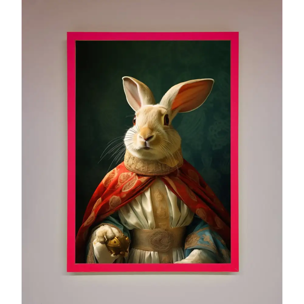 Renaissance Rabbit Framed Poster - A3 (29.7 x 42 cm) / Neon Pink - Framed Print
