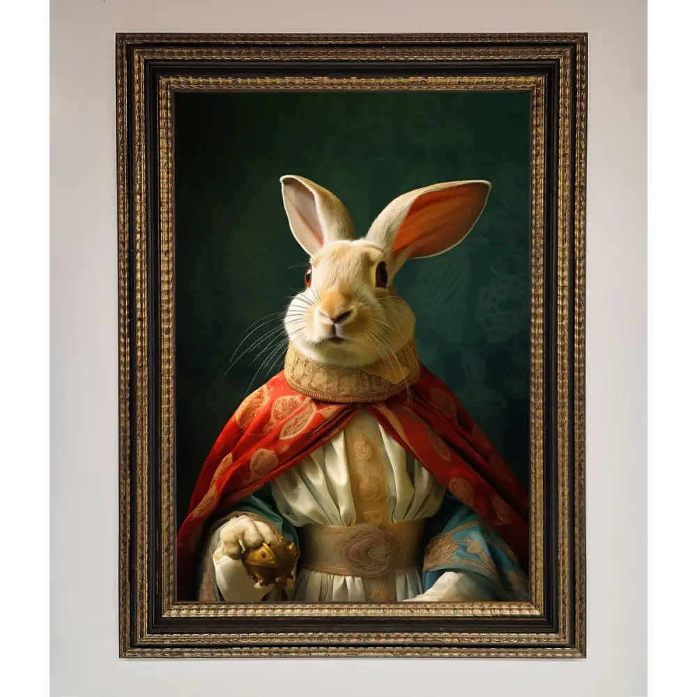 Renaissance Rabbit Framed Poster - A3 (29.7 x 42 cm) / Ornate Gold Black - Framed Print
