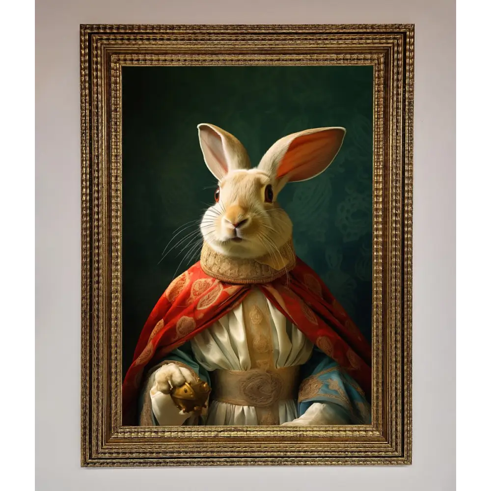 Renaissance Rabbit Framed Poster - A3 (29.7 x 42 cm) / Ornate Gold - Framed Print