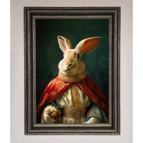 Renaissance Rabbit Framed Poster - A3 (29.7 x 42 cm) / Ornate Silver Black - Framed Print