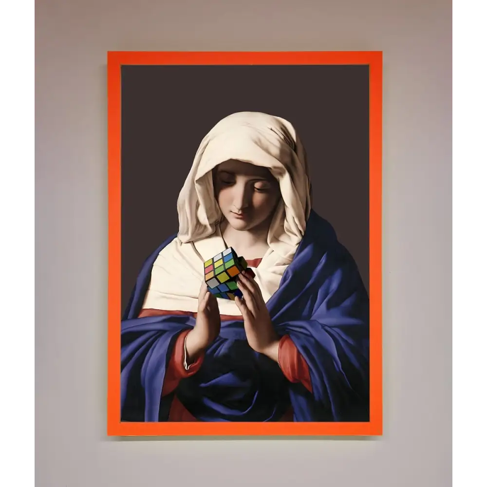 Renaissance Rubik Cube Framed Wall Art - A3 (29.7 x 42 cm) / Neon Orange - Framed Print