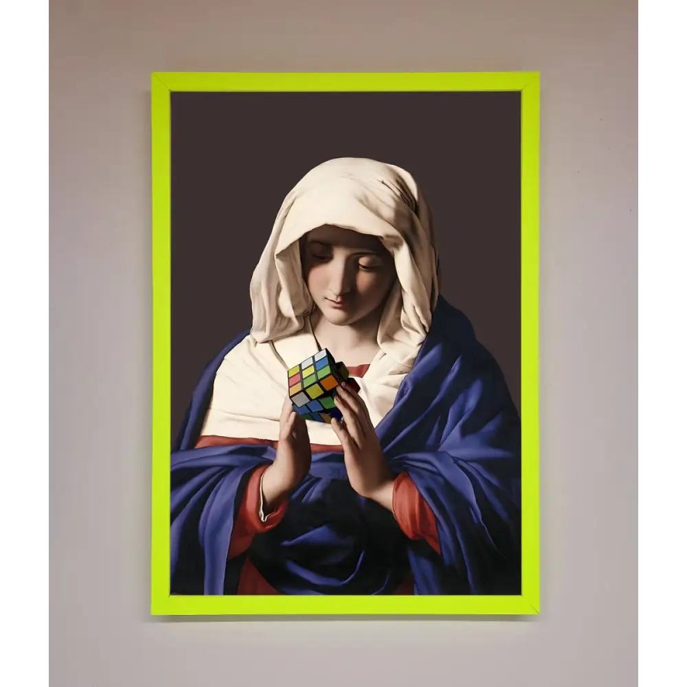 Renaissance Rubik Cube Framed Wall Art - A3 (29.7 x 42 cm) / Neon Green - Framed Print