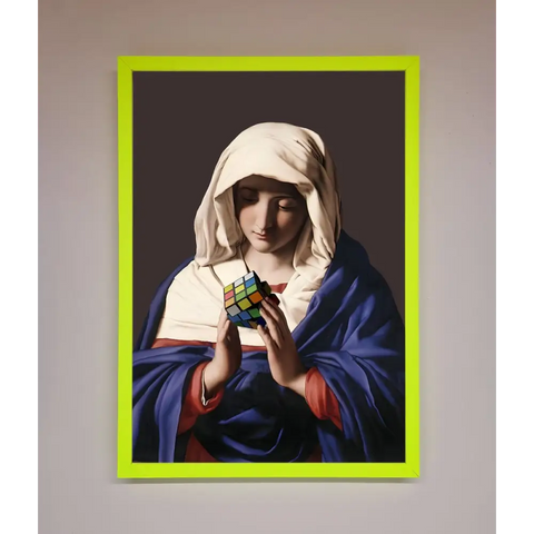 Renaissance Rubik Cube Framed Wall Art - A3 (29.7 x 42 cm) / Neon Green - Framed Print