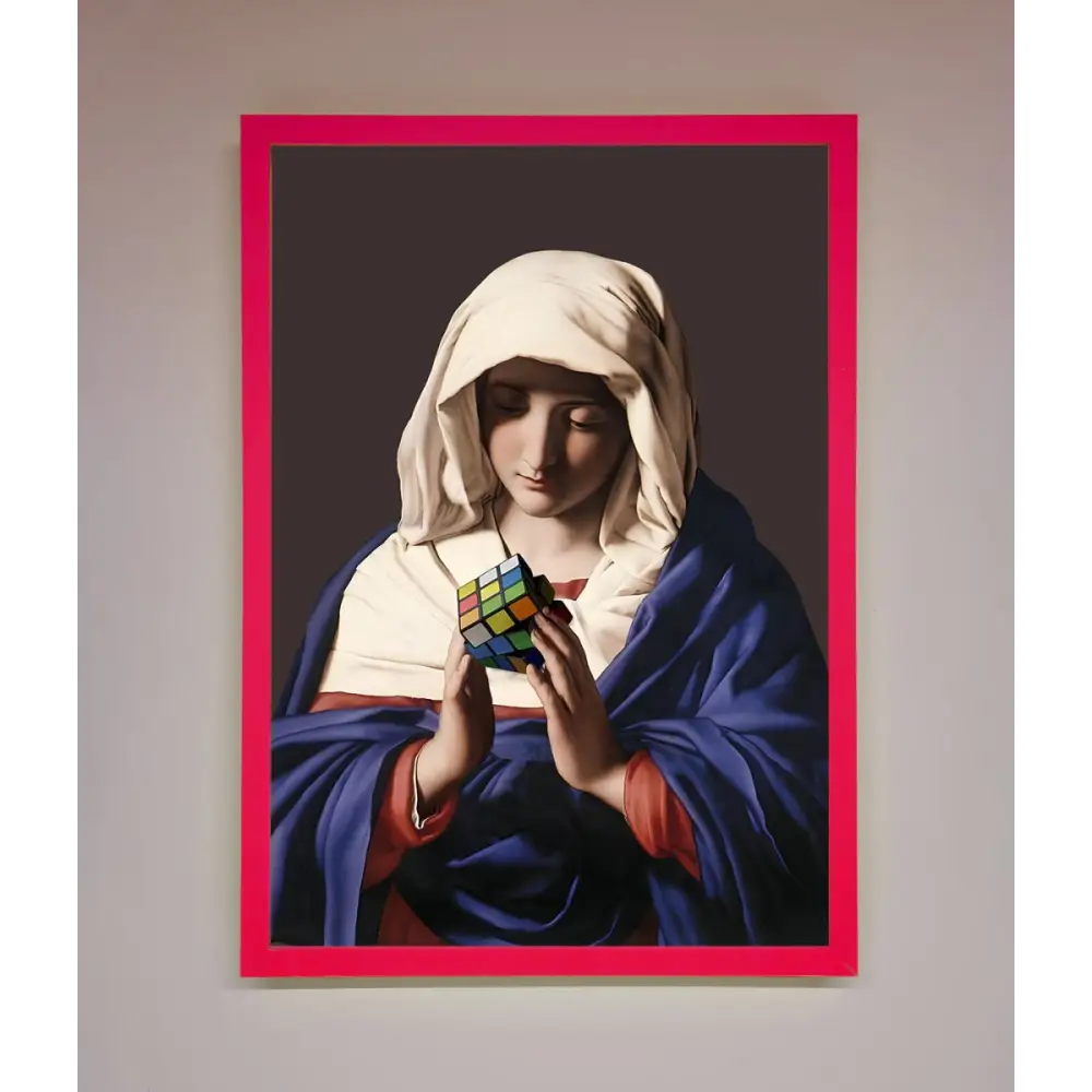 Renaissance Rubik Cube Framed Wall Art - A3 (29.7 x 42 cm) / Neon Pink - Framed Print