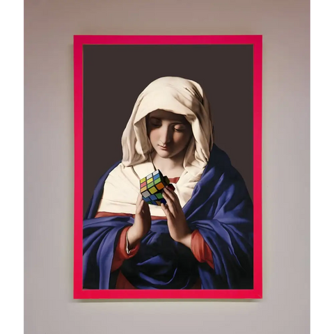 Renaissance Rubik Cube Framed Wall Art - A3 (29.7 x 42 cm) / Neon Pink - Framed Print