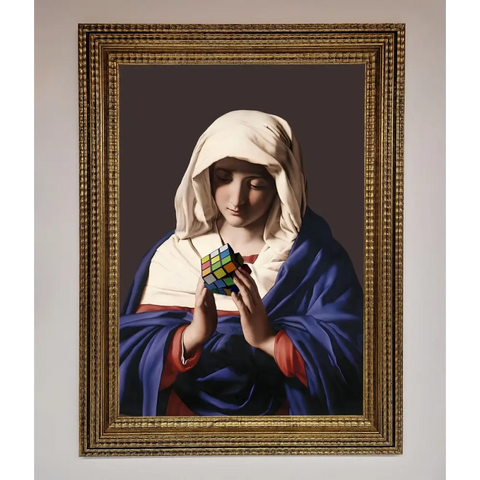 Renaissance Rubik Cube Framed Wall Art - A3 (29.7 x 42 cm) / Ornate Gold - Framed Print