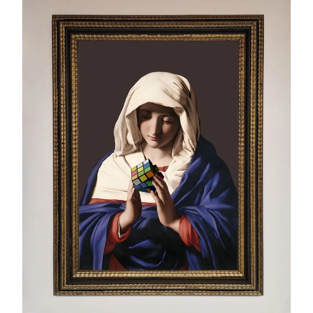 Renaissance Rubik Cube Framed Wall Art - A3 (29.7 x 42 cm) / Ornate Gold Black - Framed Print