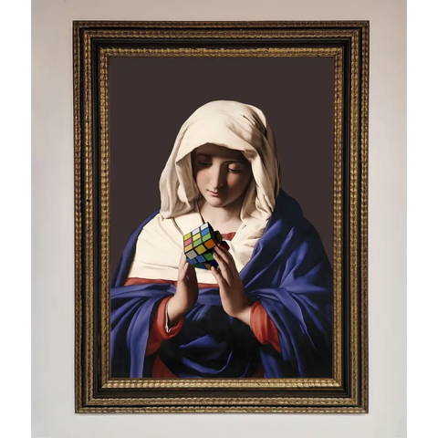 Renaissance Rubik Cube Framed Wall Art - A3 (29.7 x 42 cm) / Ornate Gold Black - Framed Print