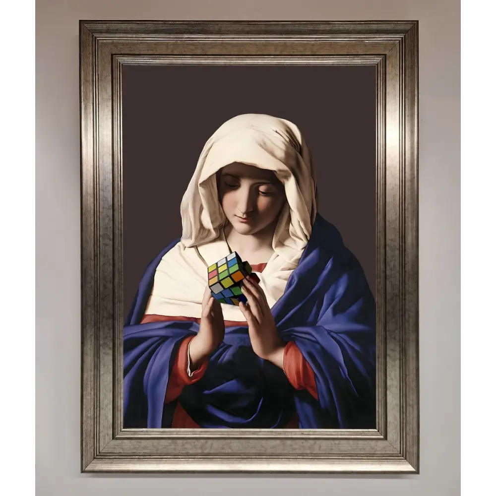 Renaissance Rubik Cube Framed Wall Art - A3 (29.7 x 42 cm) / Silver - Framed Print