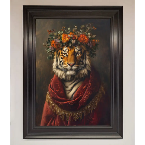 Renaissance Tiger Framed Wall Art - A1 (59.4 x 84.1 cm) / Matt Black - Framed Print