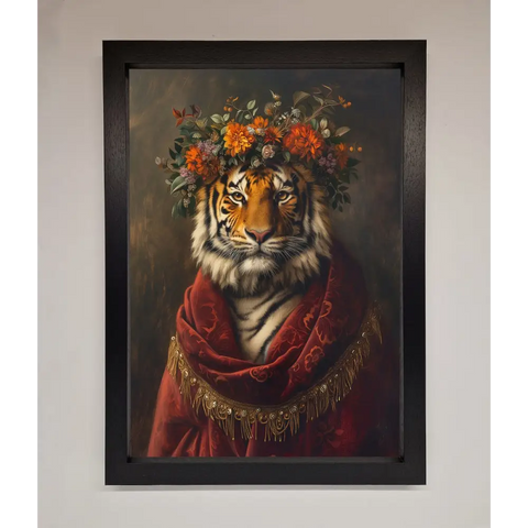 Renaissance Tiger Framed Wall Art - A3 (29.7 x 42 cm) / Black - Framed Print