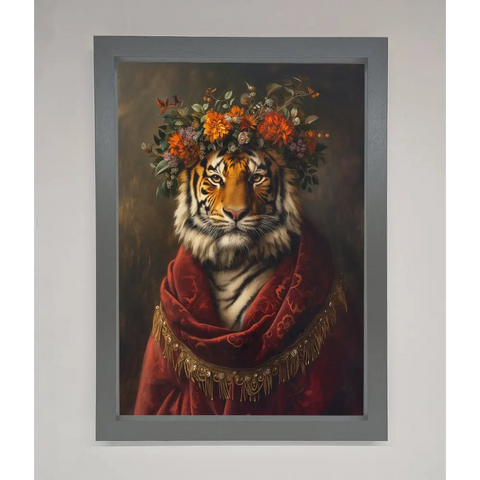 Renaissance Tiger Framed Wall Art - A3 (29.7 x 42 cm) / Dark Grey - Framed Print