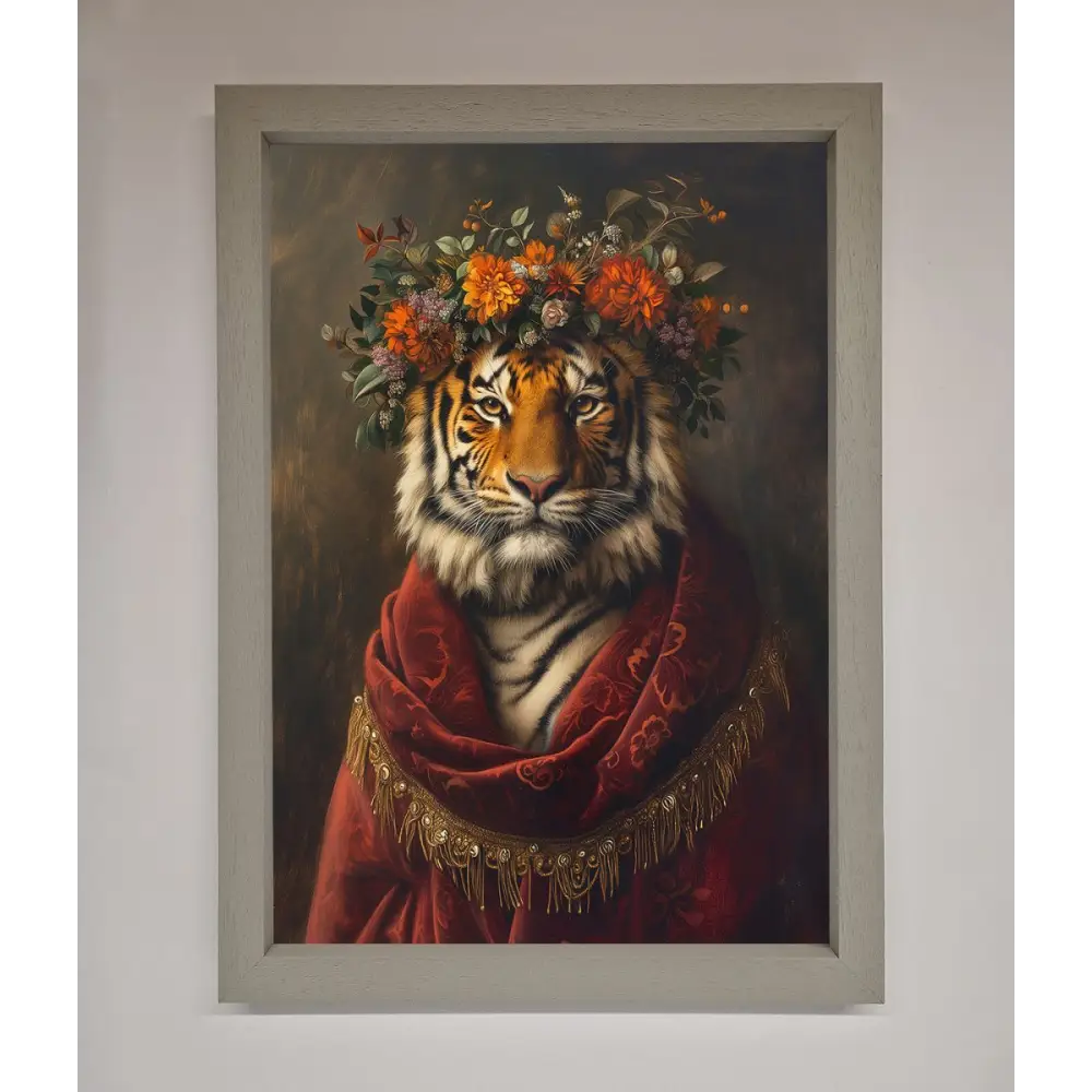 Renaissance Tiger Framed Wall Art - A3 (29.7 x 42 cm) / Grey - Framed Print