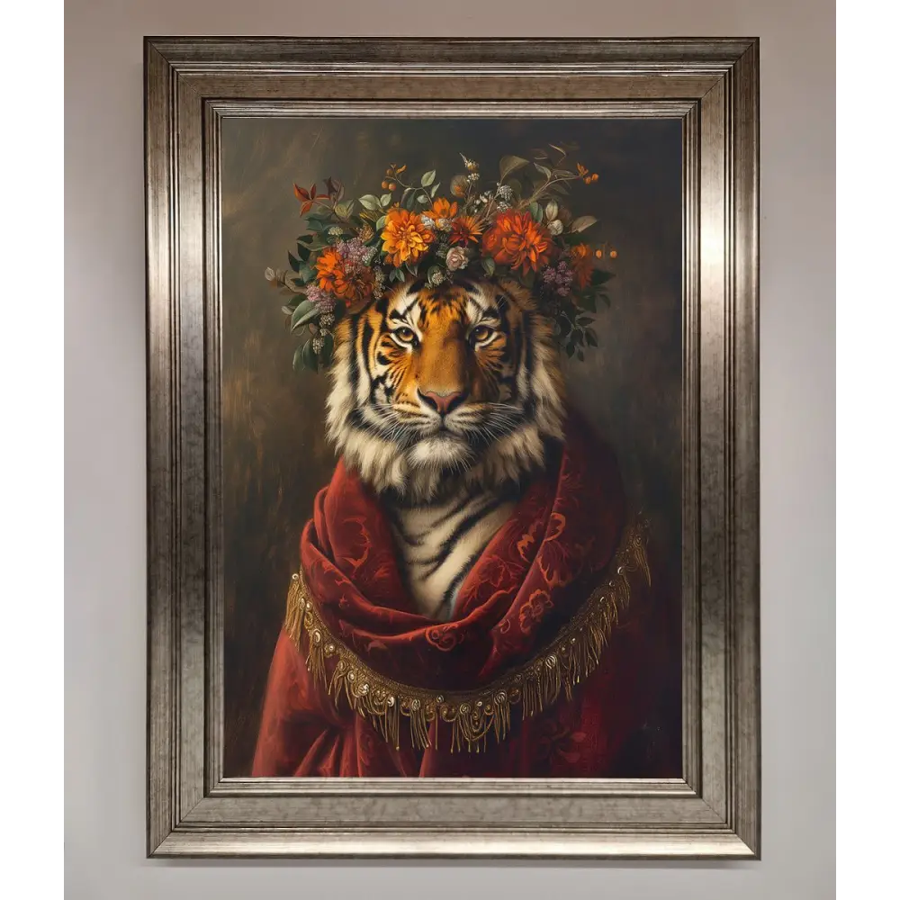 Renaissance Tiger Framed Wall Art - A3 (29.7 x 42 cm) / Silver - Framed Print