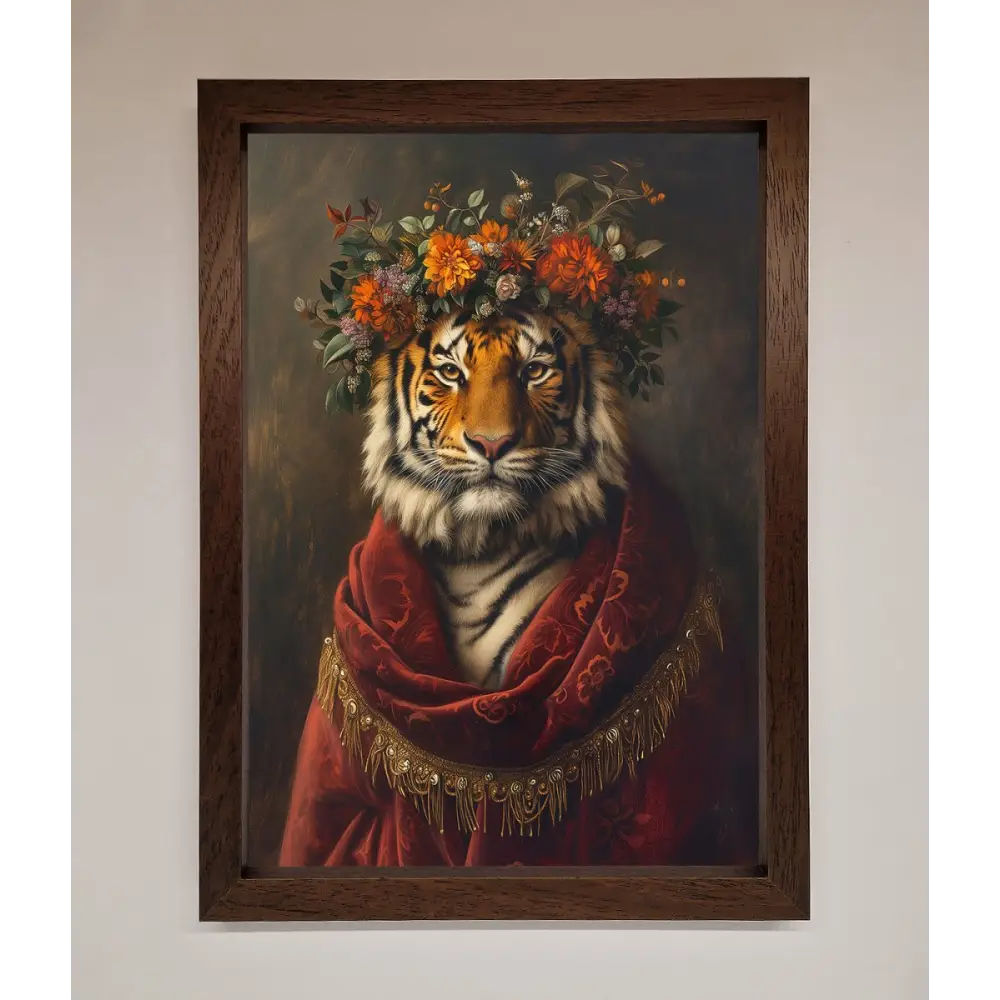 Renaissance Tiger Framed Wall Art - A3 (29.7 x 42 cm) / Walnut - Framed Print